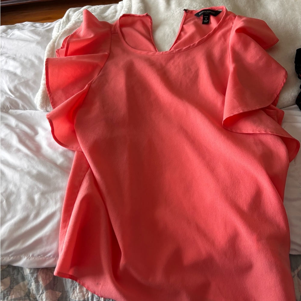 Coral Ruffle Sleeve Women's Top
